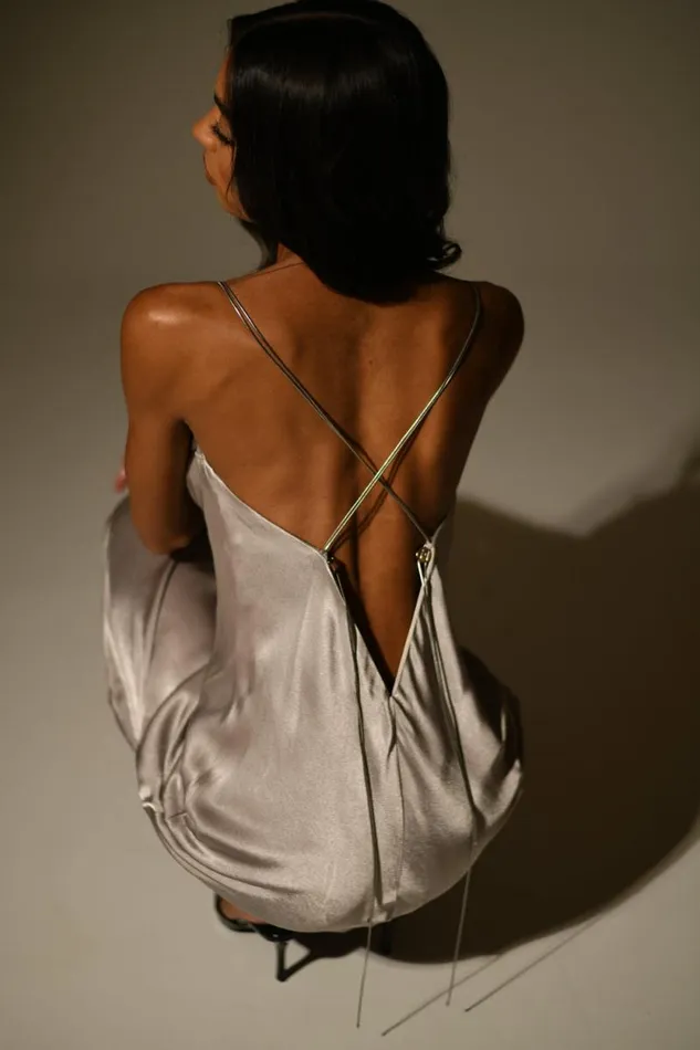 Women Meshki Dresses Kalani Chain Maxi Dress 8211 Silver