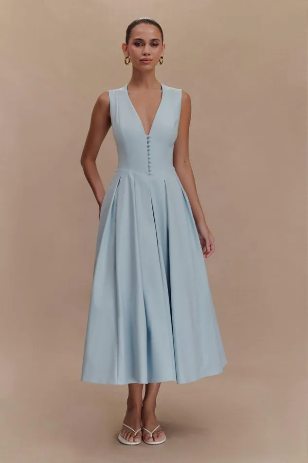 Women Meshki Dresses Keely Cotton Sleeveless Midi Dress 8211 Sky Blue