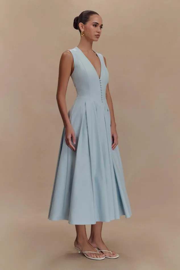 Women Meshki Dresses Keely Cotton Sleeveless Midi Dress 8211 Sky Blue