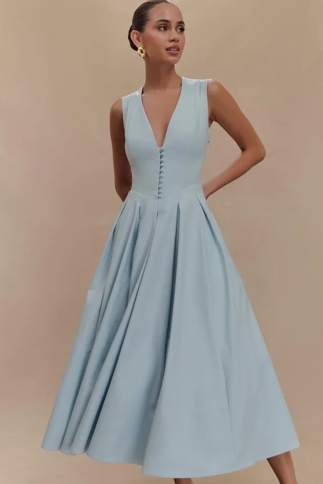 Women Meshki Dresses Keely Cotton Sleeveless Midi Dress 8211 Sky Blue
