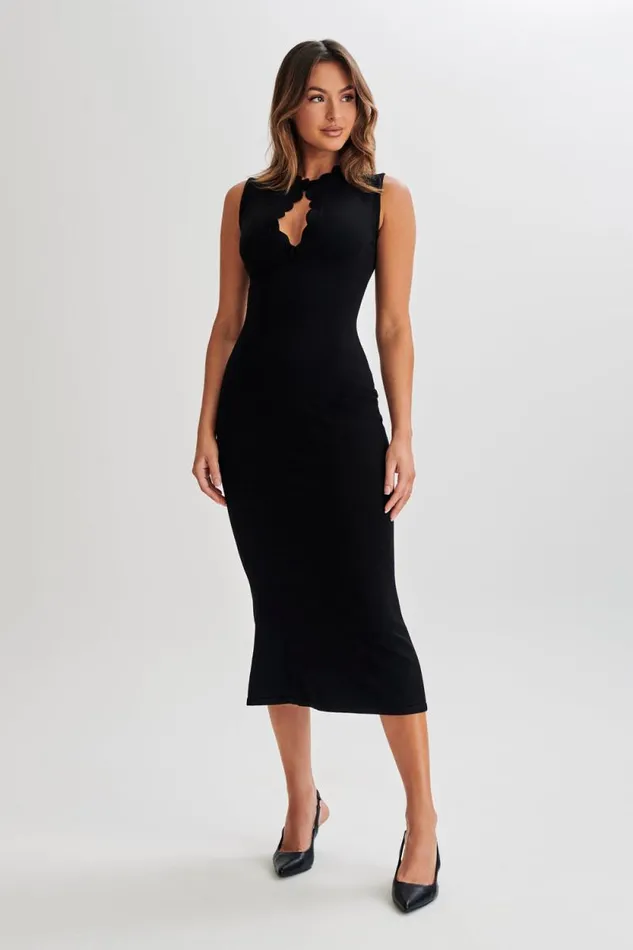 Women Meshki Dresses Korva Knit Midi Dress 8211 Black