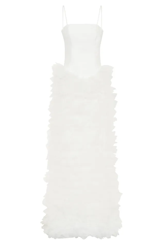 Women Meshki Dresses Magnolia Tiered Ruffle Maxi Dress 8211 Ivory