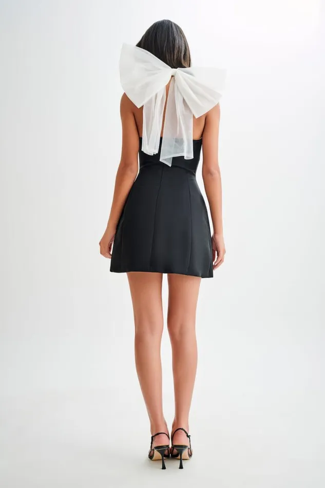 Women Meshki Dresses Maryam Tulle Bow Mini Dress 8211 Black