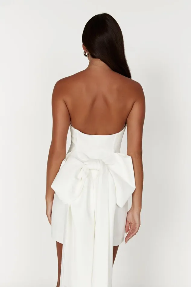Women Meshki Dresses Meredith Strapless Bow Mini Dress 8211 White