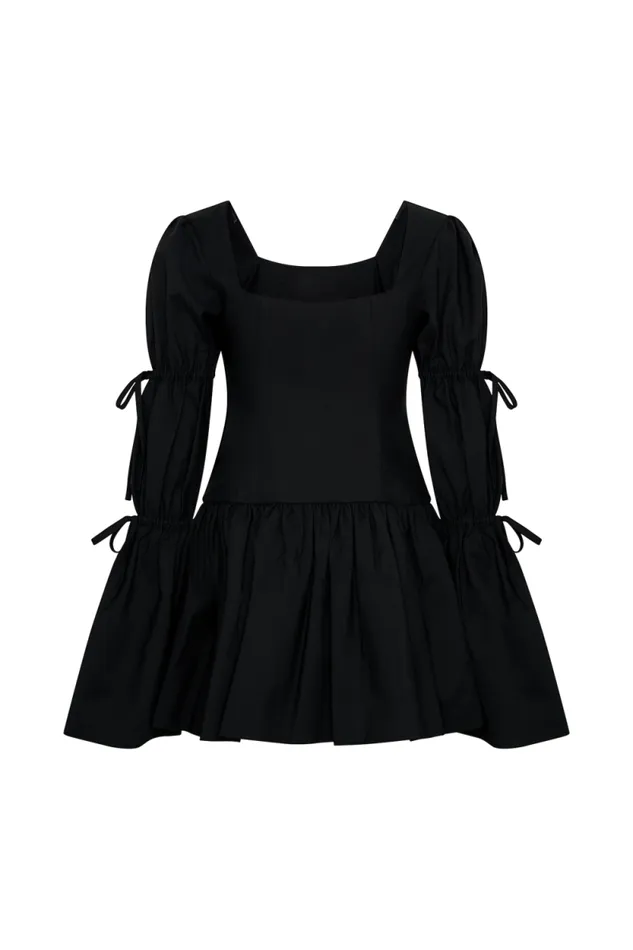 Women Meshki Dresses Raine Long Sleeve Cotton Mini Dress 8211 Black
