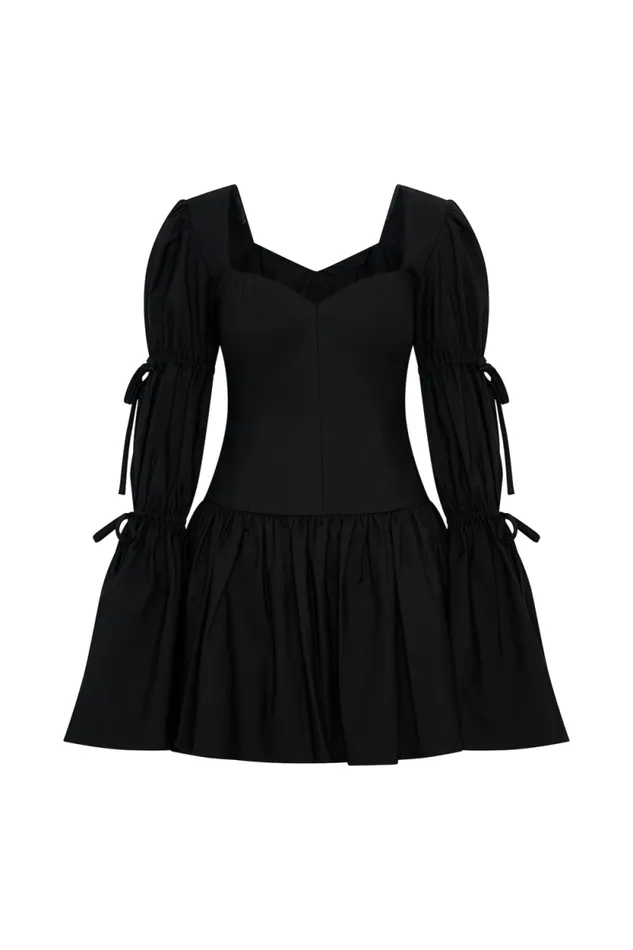 Women Meshki Dresses Raine Long Sleeve Cotton Mini Dress 8211 Black