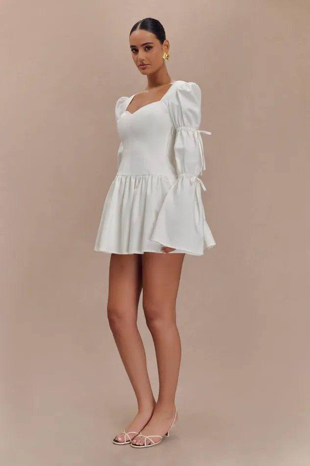 Women Meshki Dresses Raine Long Sleeve Cotton Mini Dress 8211 White