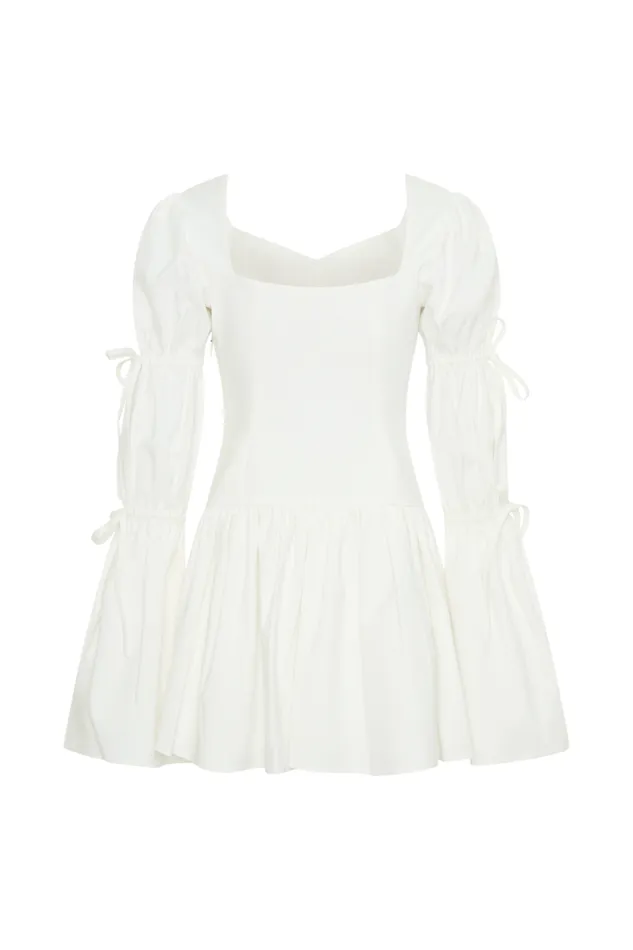 Women Meshki Dresses Raine Long Sleeve Cotton Mini Dress 8211 White