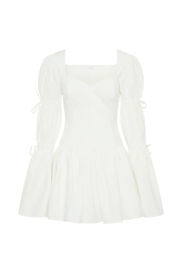 Women Meshki Dresses Raine Long Sleeve Cotton Mini Dress 8211 White