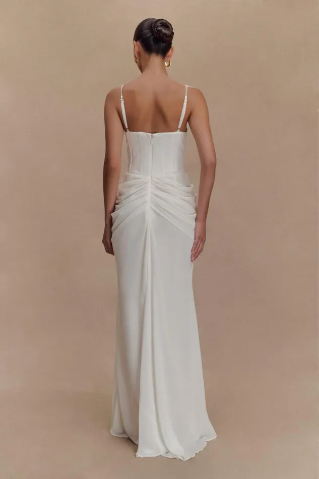 Women Meshki Dresses Roxanne Velvet Corset Maxi Dress 8211 White