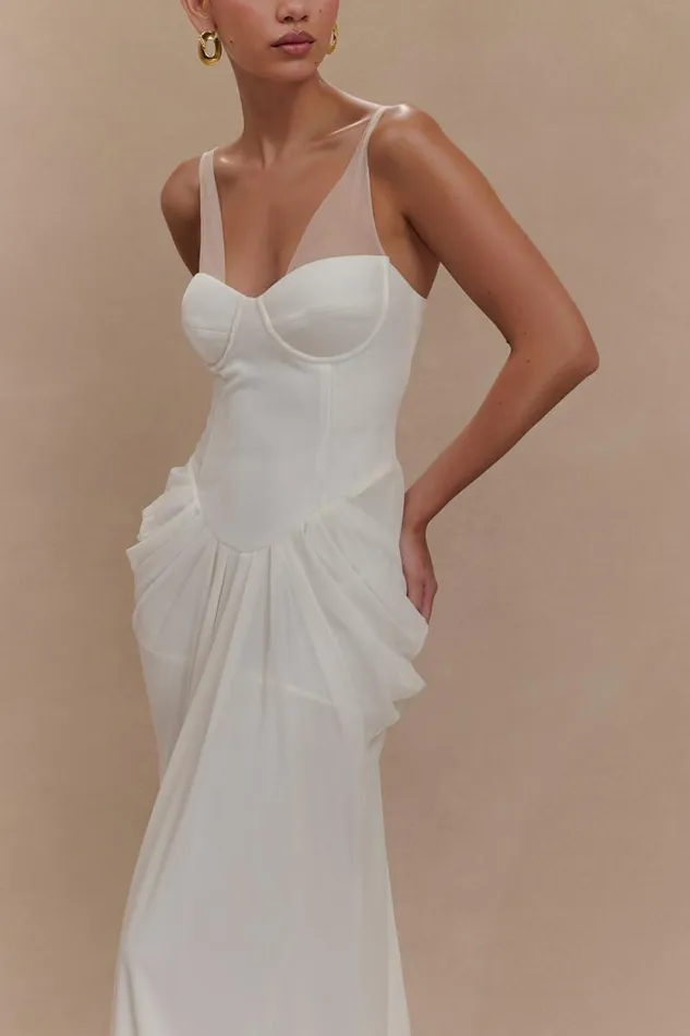 Women Meshki Dresses Roxanne Velvet Corset Maxi Dress 8211 White