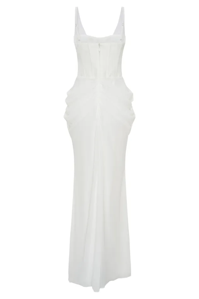 Women Meshki Dresses Roxanne Velvet Corset Maxi Dress 8211 White