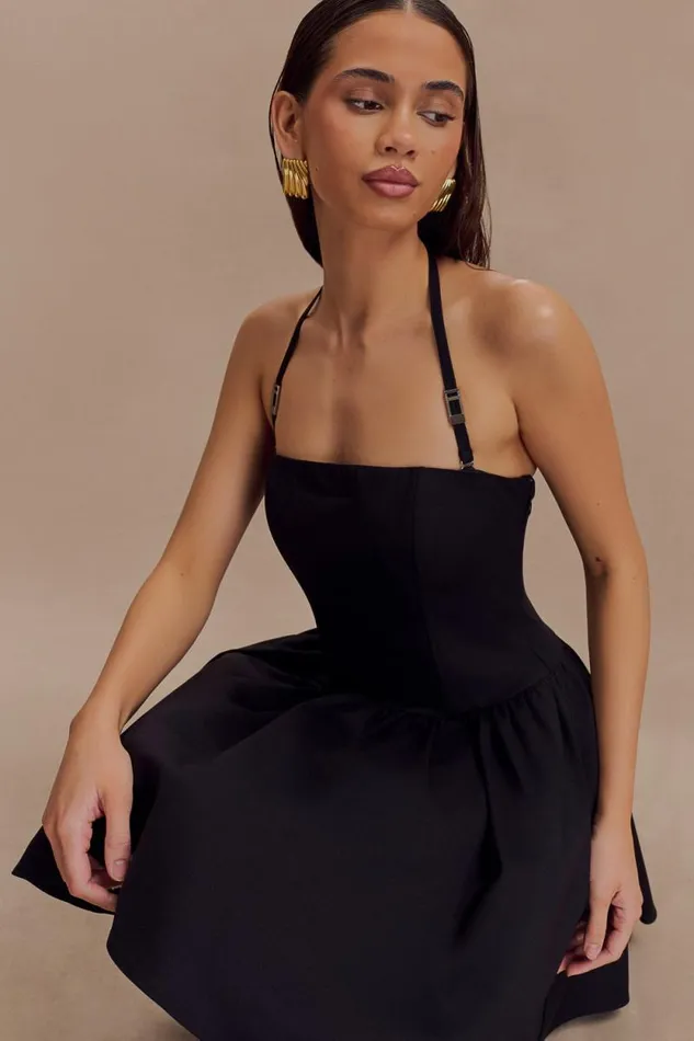 Women Meshki Dresses Ruby Halter Mini Dress 8211 Black