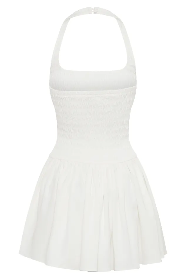 Women Meshki Dresses Shelley Cotton Shirred Halter Mini Dress 8211 White