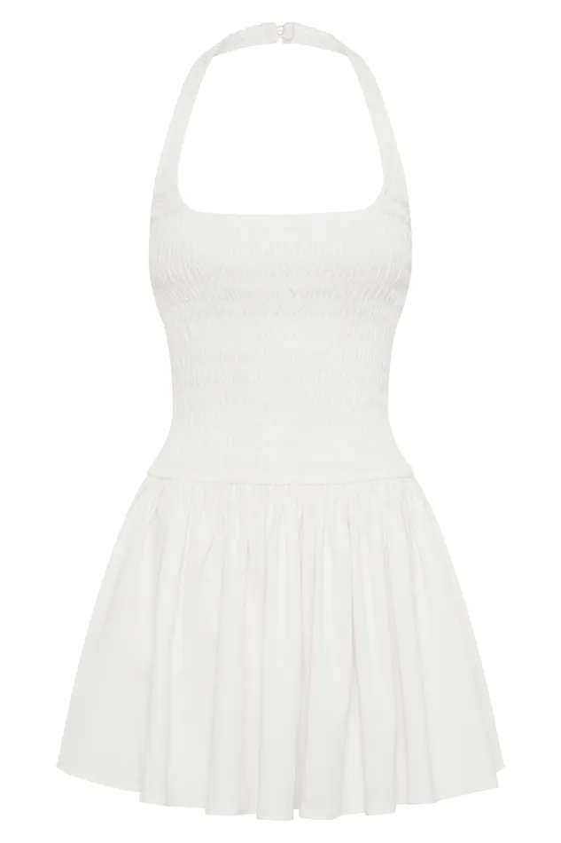 Women Meshki Dresses Shelley Cotton Shirred Halter Mini Dress 8211 White