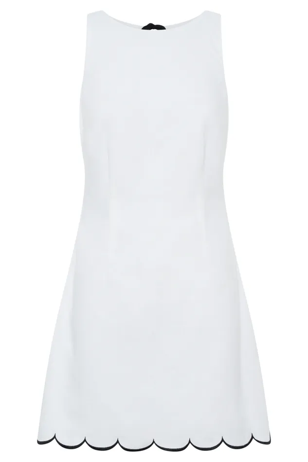 Women Meshki Dresses Sofiane Scalloped Linen Mini Dress 8211 Ivory