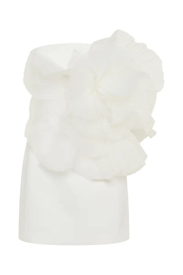 Women Meshki Dresses Victoria Strapless Mini Dress With Oversized Flower 8211 White