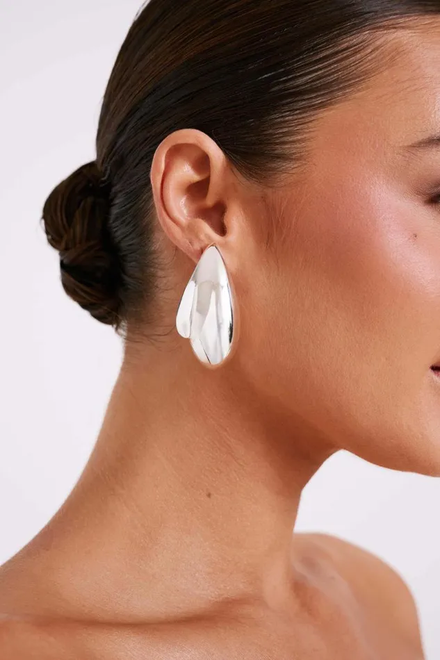 Women Meshki Jewellery Zadie Oversized Double Teardrop Earrings 8211 Silver