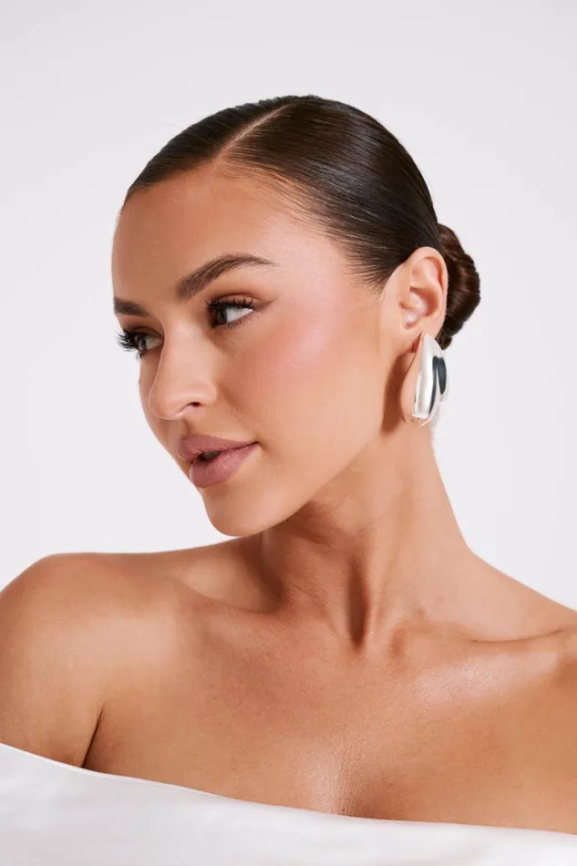 Women Meshki Jewellery Zadie Oversized Double Teardrop Earrings 8211 Silver