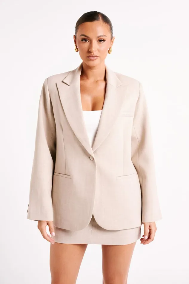 Women Meshki Outerwear Drew Oversized Textured Blazer 8211 Natural