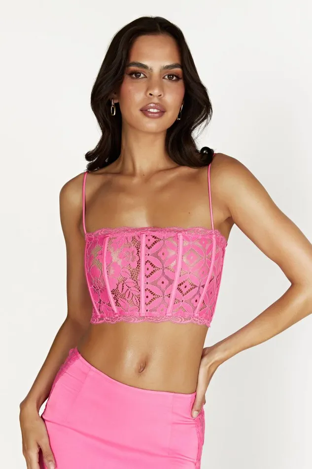 Women Meshki Tops Bellamy Scallop Lace Bodice 8211 Bubblegum Pink
