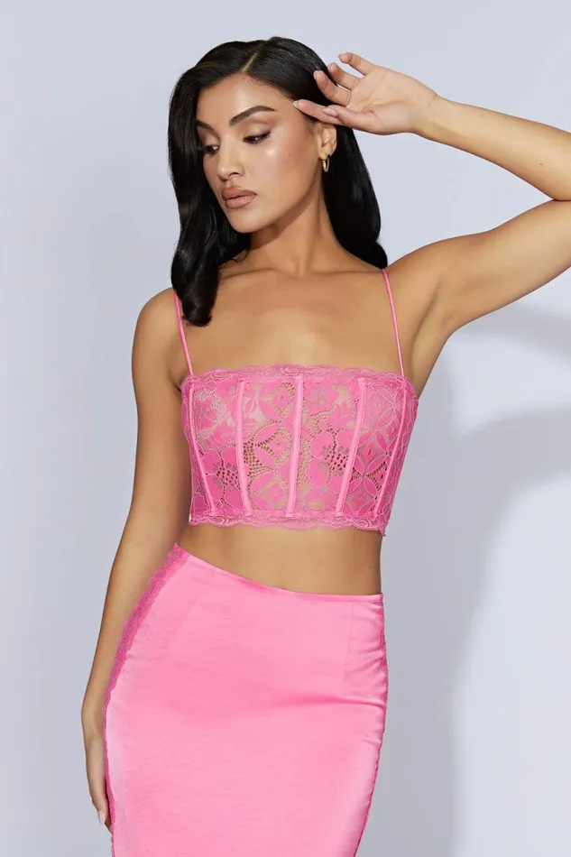 Women Meshki Tops Bellamy Scallop Lace Bodice 8211 Bubblegum Pink