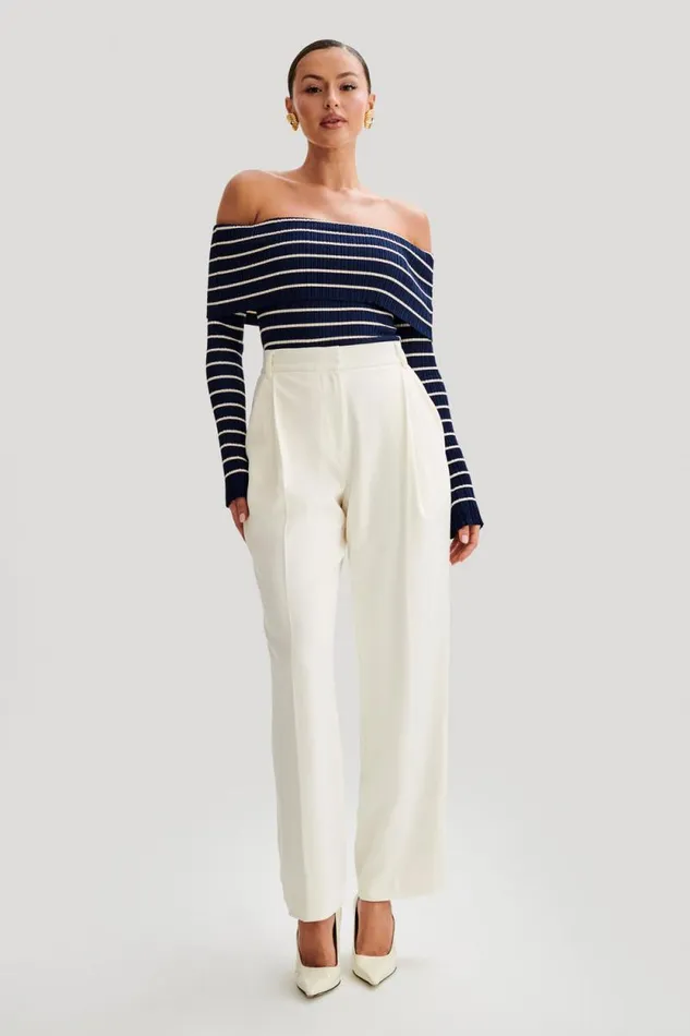 Women Meshki Tops Dominica Off Shoulder Knit Top 8211 Navy