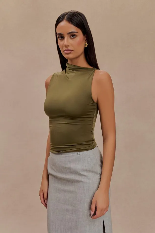 Women Meshki Tops Hadleigh Sleeveless Slinky Top 8211 Dark Olive