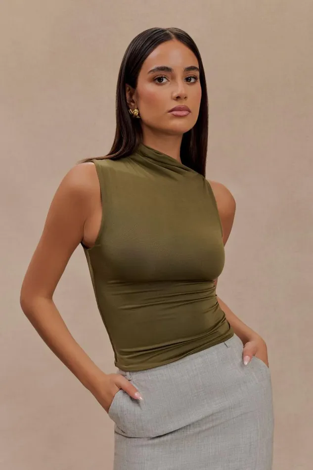 Women Meshki Tops Hadleigh Sleeveless Slinky Top 8211 Dark Olive