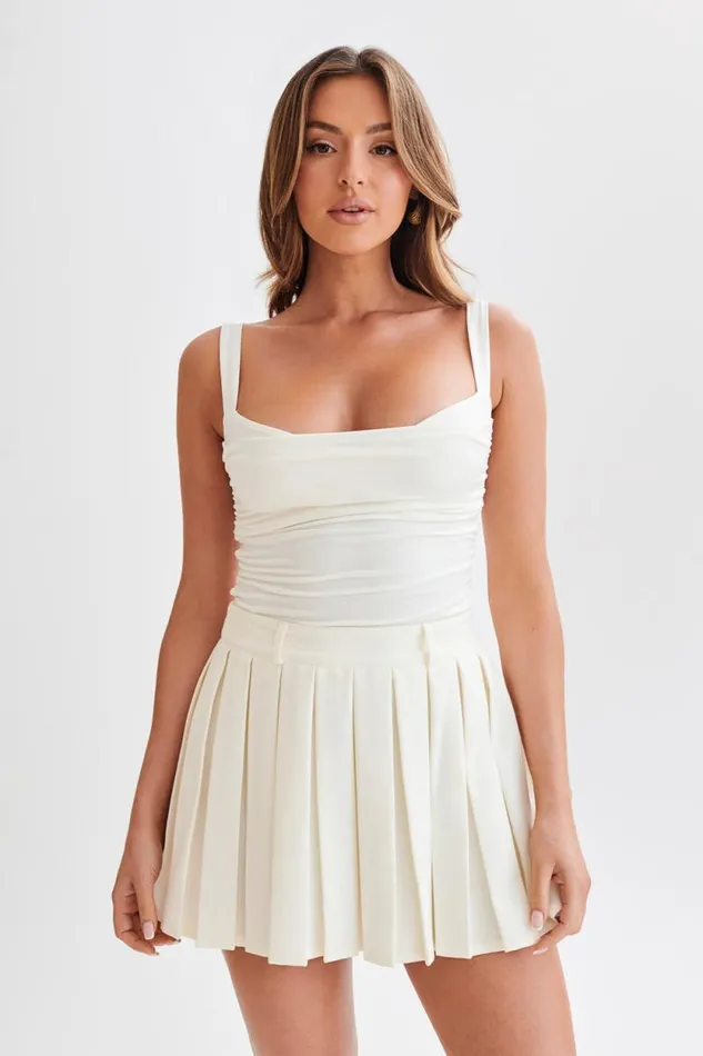 Women Meshki Tops Hailey Slinky Long Line Sweetheart Top 8211 Ivory