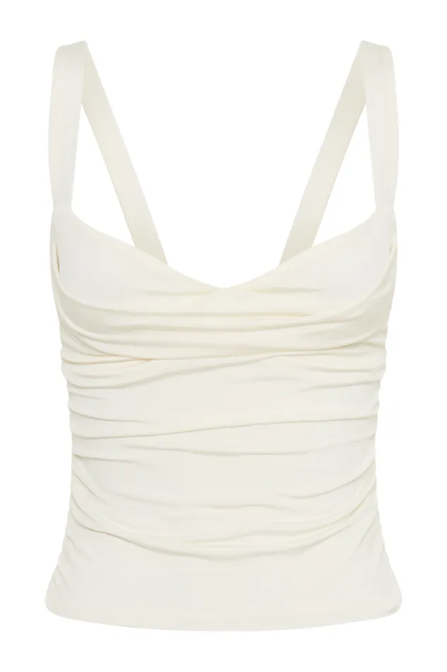 Women Meshki Tops Hailey Slinky Long Line Sweetheart Top 8211 Ivory