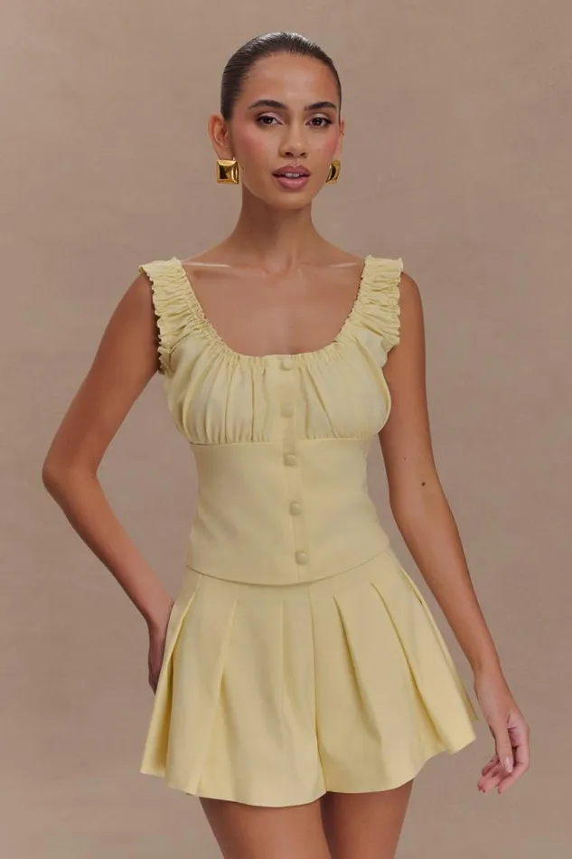 Women Meshki Tops Ines Sleeveless Ruched Top 8211 Lemon