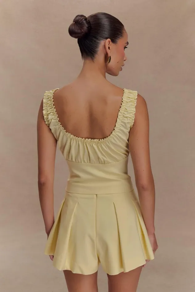 Women Meshki Tops Ines Sleeveless Ruched Top 8211 Lemon