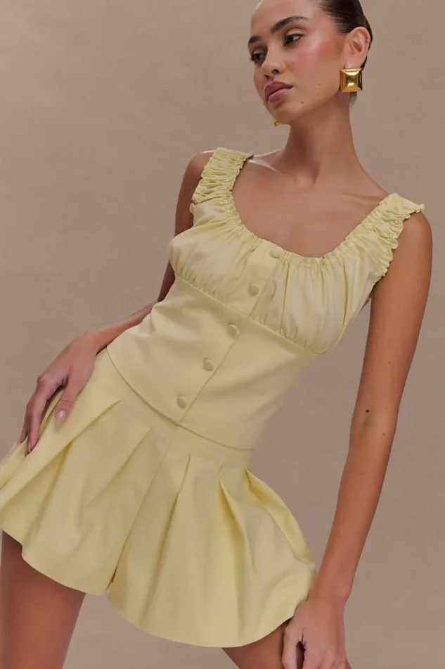 Women Meshki Tops Ines Sleeveless Ruched Top 8211 Lemon