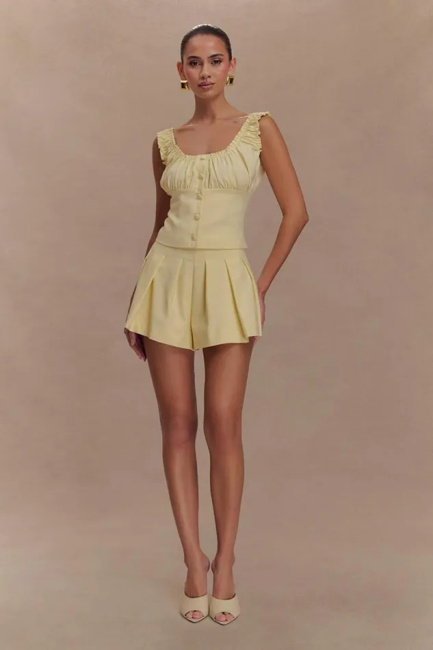 Women Meshki Tops Ines Sleeveless Ruched Top 8211 Lemon