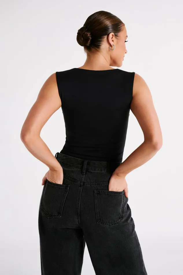 Women Meshki Tops Linley Recycled Nylon Long Line Top 8211 Black