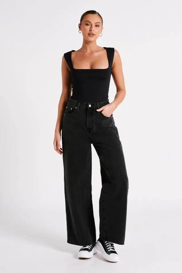 Women Meshki Tops Linley Recycled Nylon Long Line Top 8211 Black