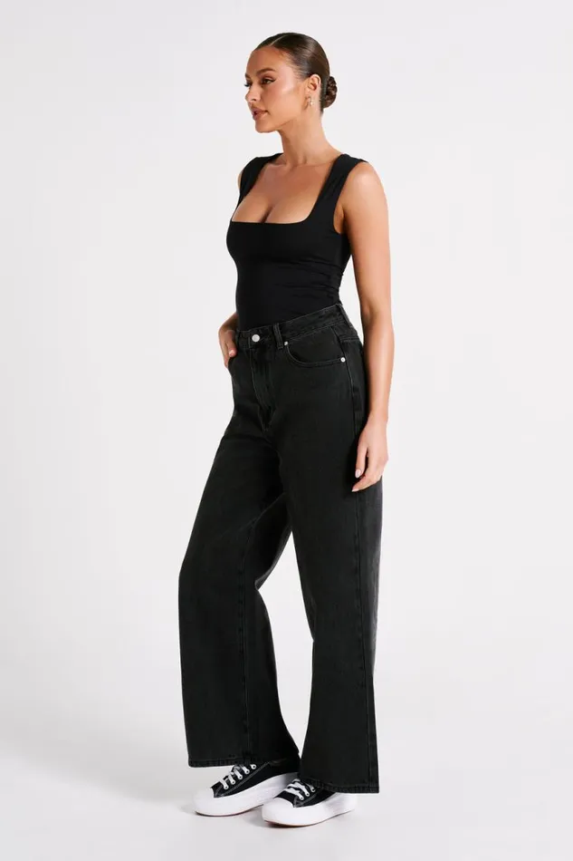 Women Meshki Tops Linley Recycled Nylon Long Line Top 8211 Black