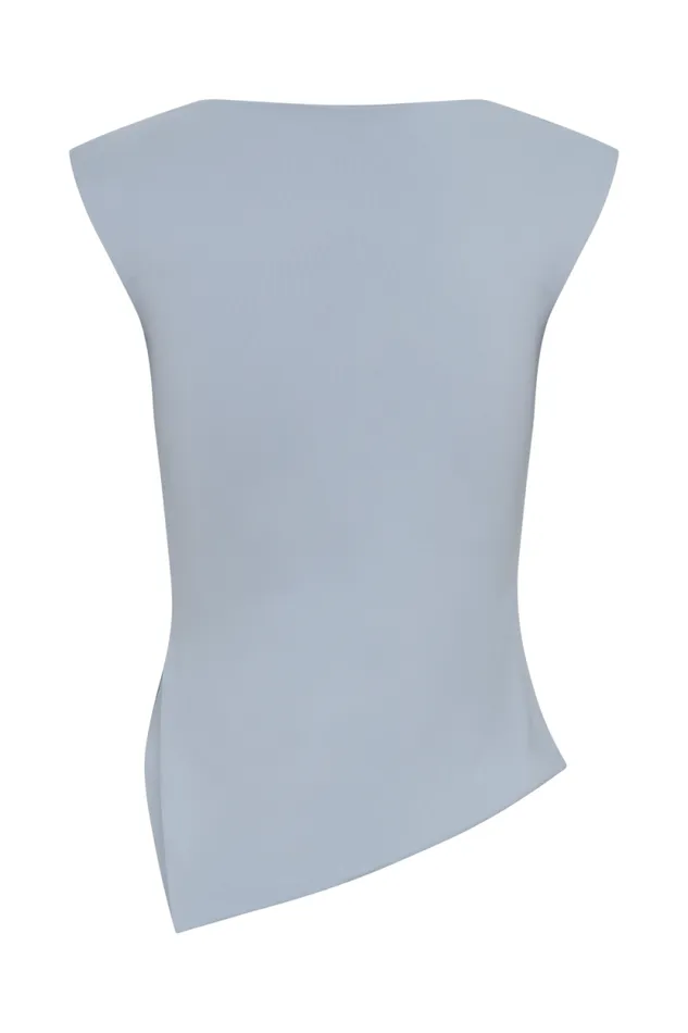 Women Meshki Tops Lisette Asymmetric Recycled Nylon Top 8211 Dusty Blue