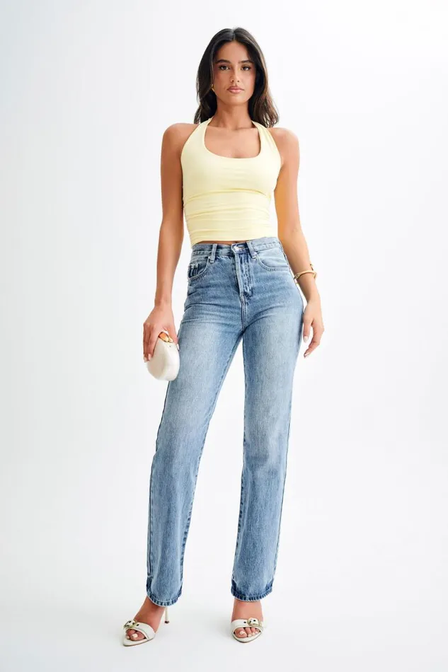 Women Meshki Tops Marie Recycled Halter Top 8211 Lemon Sherbet
