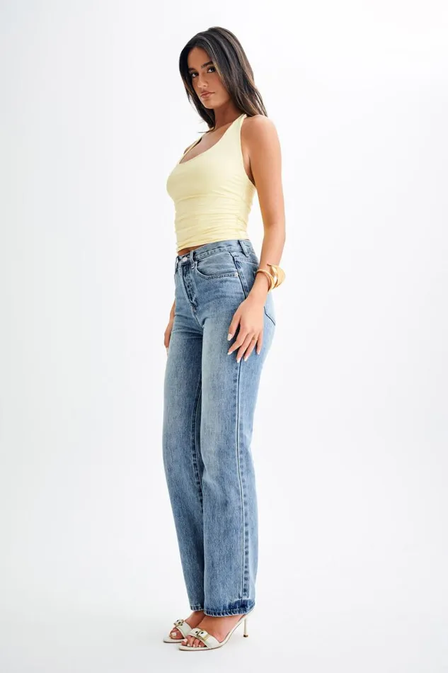 Women Meshki Tops Marie Recycled Halter Top 8211 Lemon Sherbet