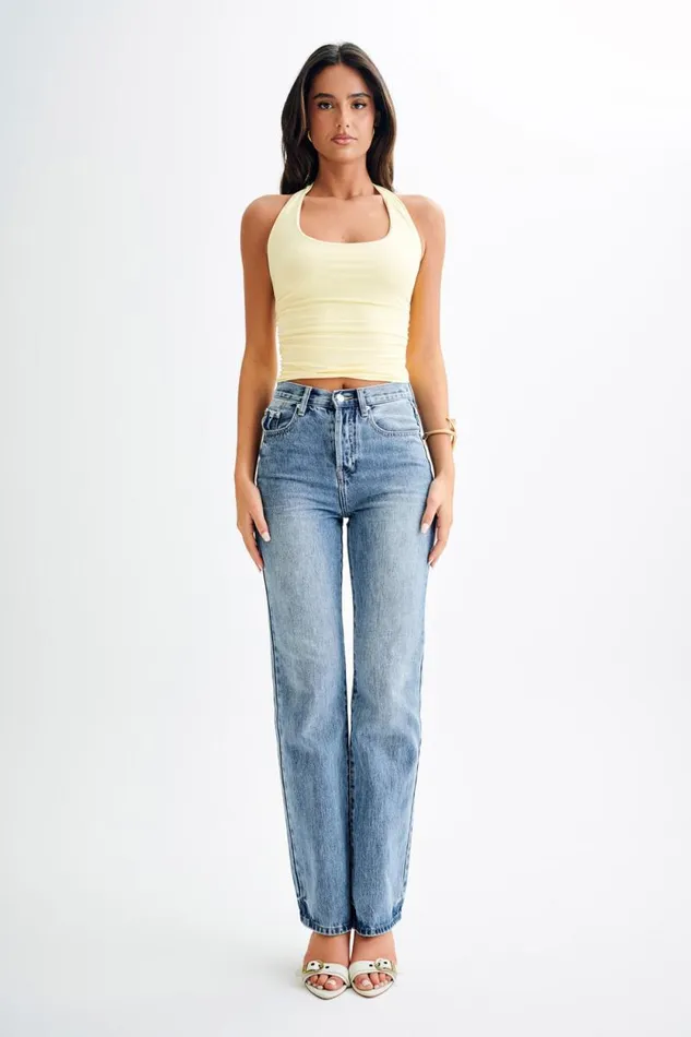 Women Meshki Tops Marie Recycled Halter Top 8211 Lemon Sherbet