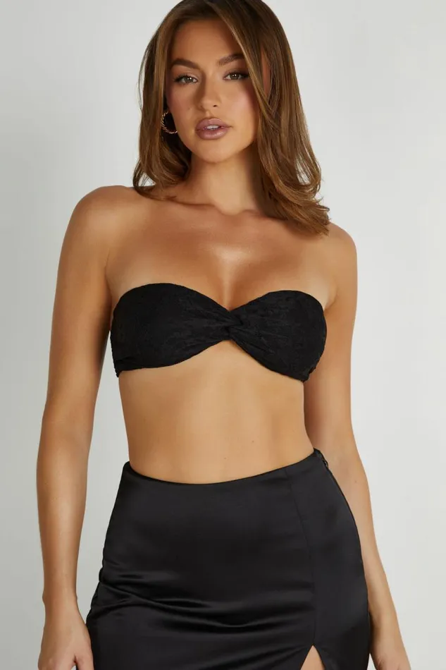 Women Meshki Tops Mia Strapless Twist Top 8211 Black