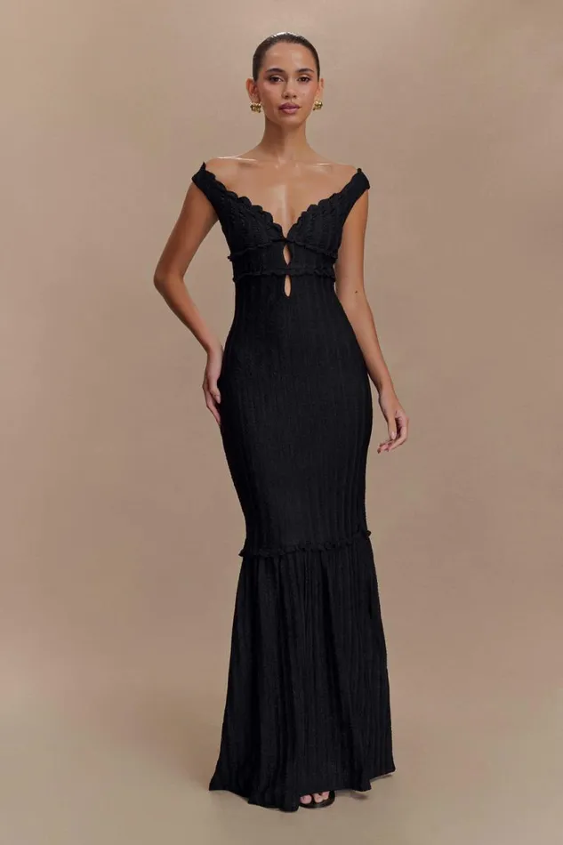 Women Meshki Tops Natalie Off Shoulder Maxi Dress 8211 Black