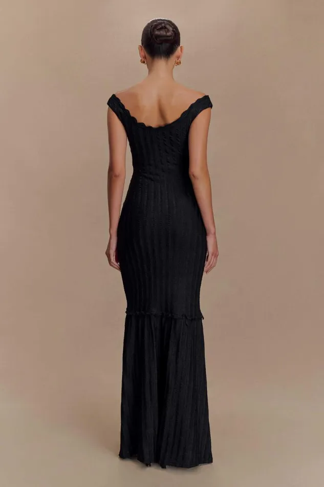 Women Meshki Tops Natalie Off Shoulder Maxi Dress 8211 Black