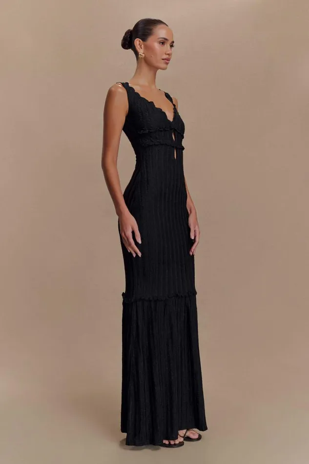 Women Meshki Tops Natalie Off Shoulder Maxi Dress 8211 Black