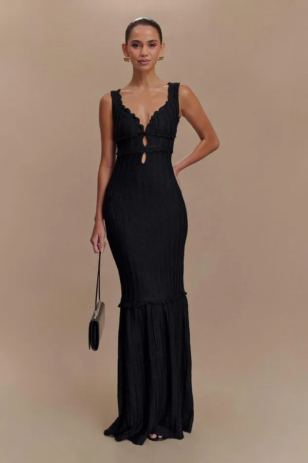 Women Meshki Tops Natalie Off Shoulder Maxi Dress 8211 Black