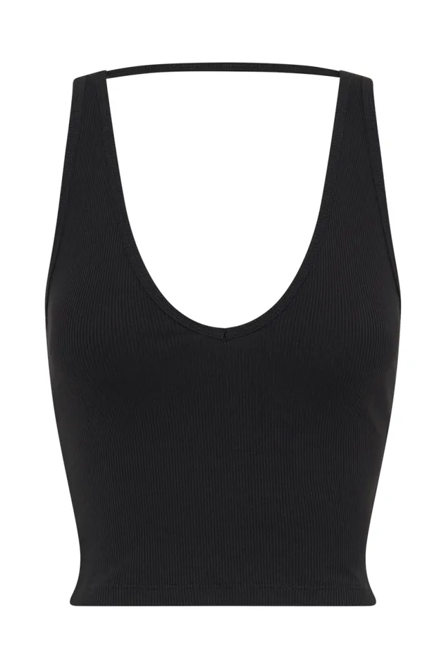 Women Meshki Tops Rory Ribbed Yoga Top 8211 Black