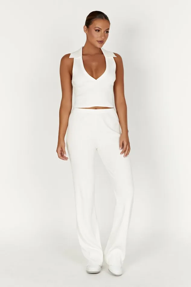 Women Meshki Tops Viola Collared Knit Tank Top 8211 White