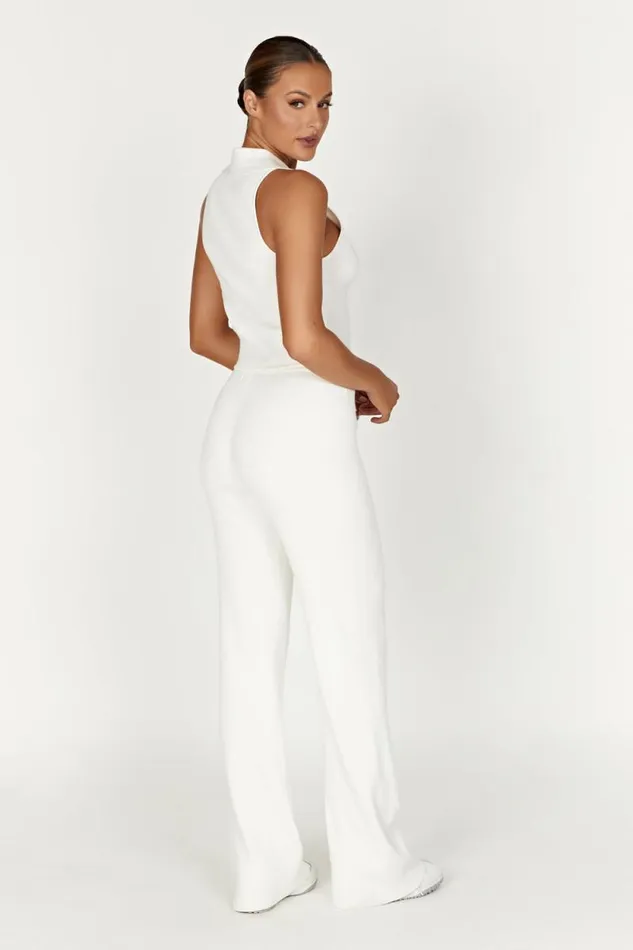 Women Meshki Tops Viola Collared Knit Tank Top 8211 White